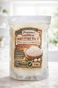 Package of Shirataki rice with a clear background