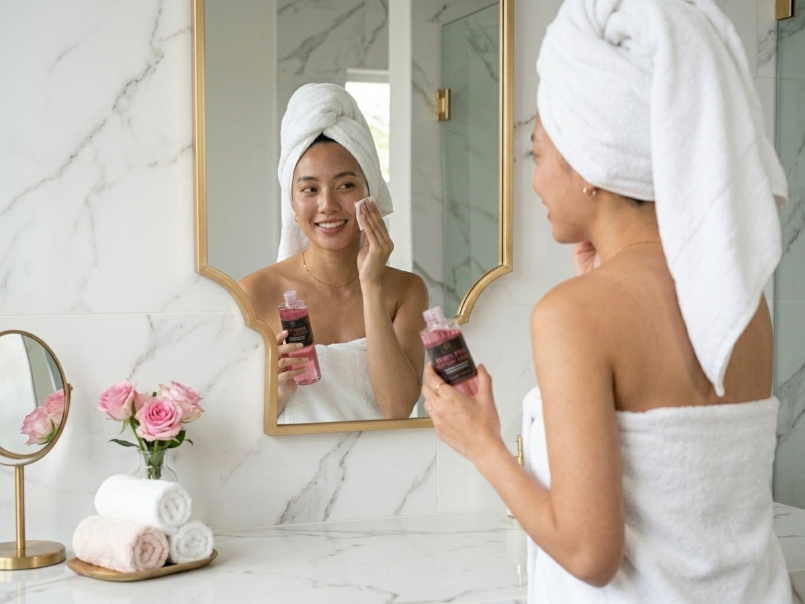The Elite Alternative PDRN Pink Peptide Toner with Rose PDRN (Sodium DNA) and 5 Types Peptide Complex for hydrating, soothing, and revitalizing facial skin.