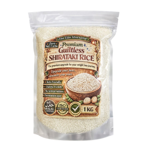 Package of Premium Guiltless Shirataki Rice with a clear background